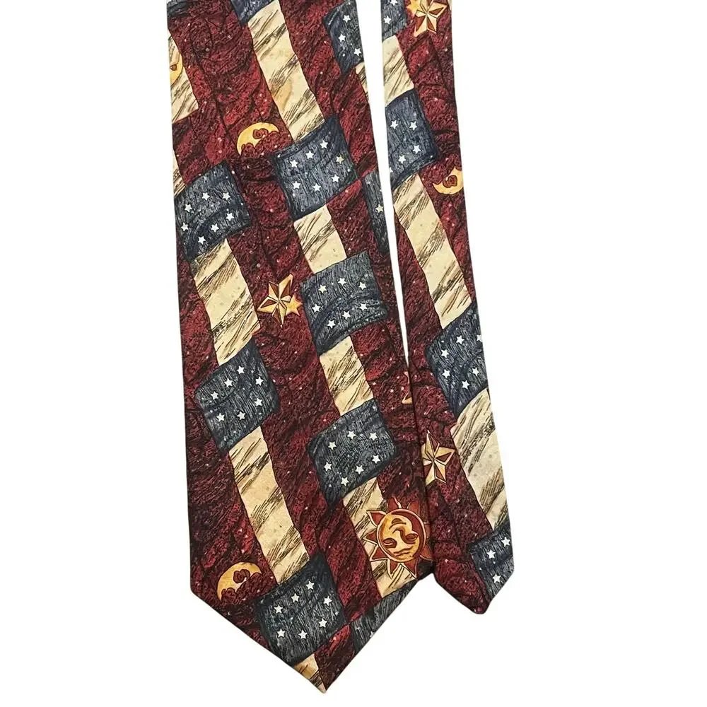 Vintage American Eagle Outfitters Tie‎ Sun Moon Stars 100% Cotton USA Retro